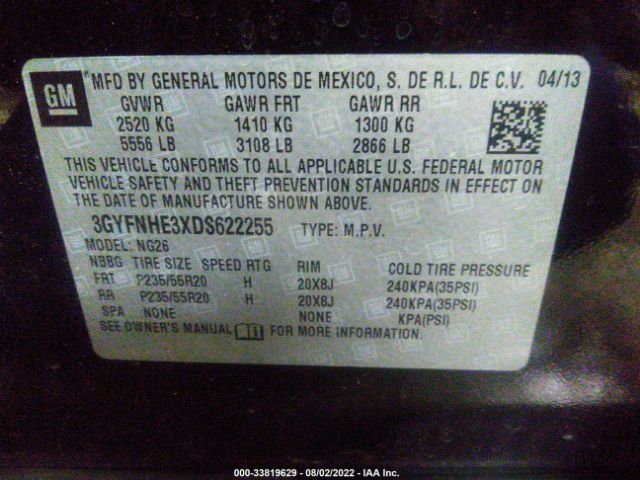 Photo 8 VIN: 3GYFNHE3XDS622255 - CADILLAC SRX 