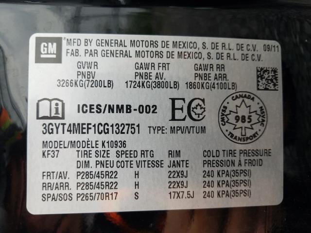 Photo 9 VIN: 3GYT4MEF1CG132751 - CADILLAC ESCALADE E 