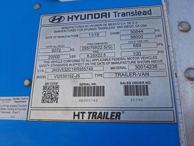 Photo 9 VIN: 3H3V532C1KR955749 - HYUNDAI TRANSLEAD 