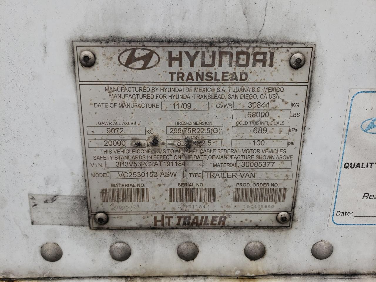 Photo 9 VIN: 3H3V532C2AT191184 - HYUNDAI NULL 