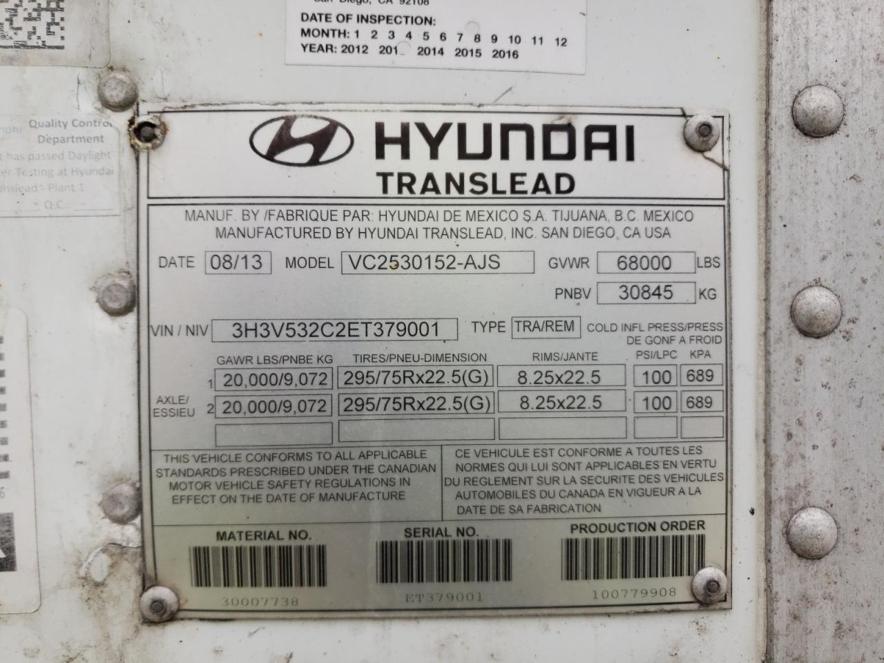 Photo 9 VIN: 3H3V532C2ET379001 - HYUNDAI NULL 