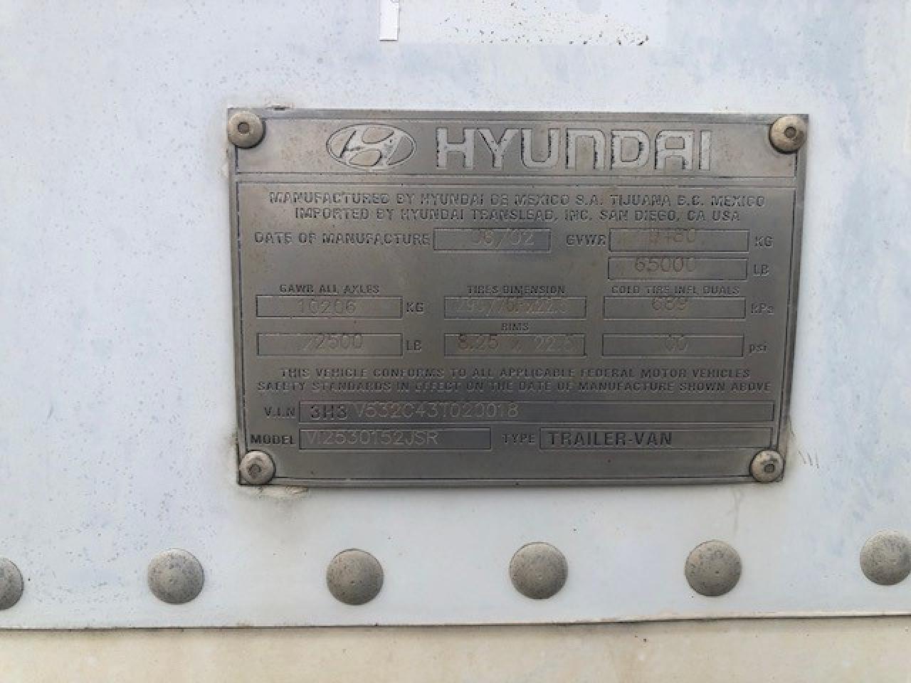 Photo 9 VIN: 3H3V532C43T020018 - HYUNDAI NULL 