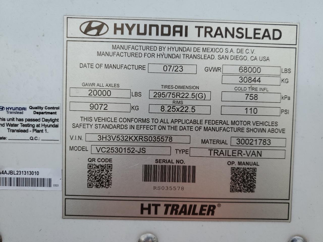 Photo 9 VIN: 3H3V532KXRS035578 - HYUNDAI ALL 