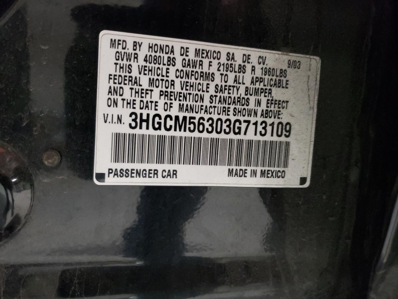 Photo 11 VIN: 3HGCM56303G713109 - HONDA ACCORD 