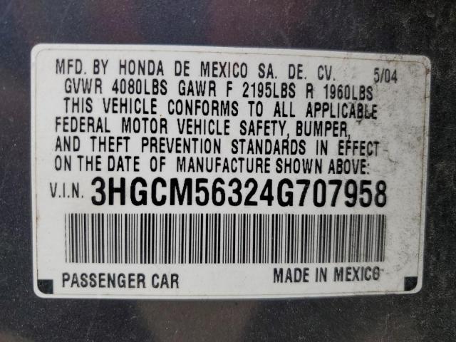 Photo 12 VIN: 3HGCM56324G707958 - HONDA ACCORD 