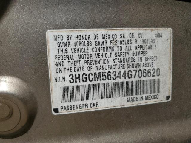 Photo 11 VIN: 3HGCM56344G706620 - HONDA ACCORD LX 