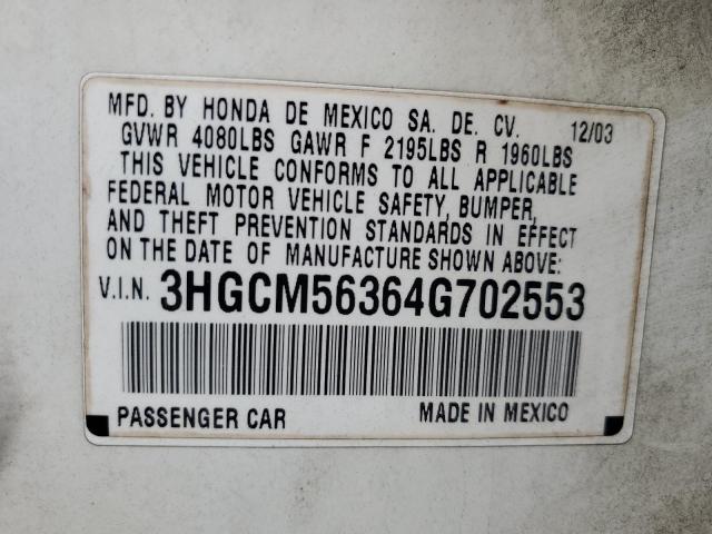 Photo 11 VIN: 3HGCM56364G702553 - HONDA ACCORD 