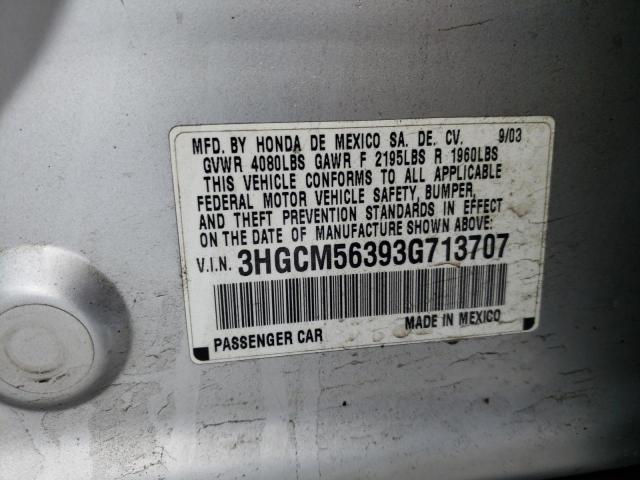 Photo 9 VIN: 3HGCM56393G713707 - HONDA ACCORD LX 