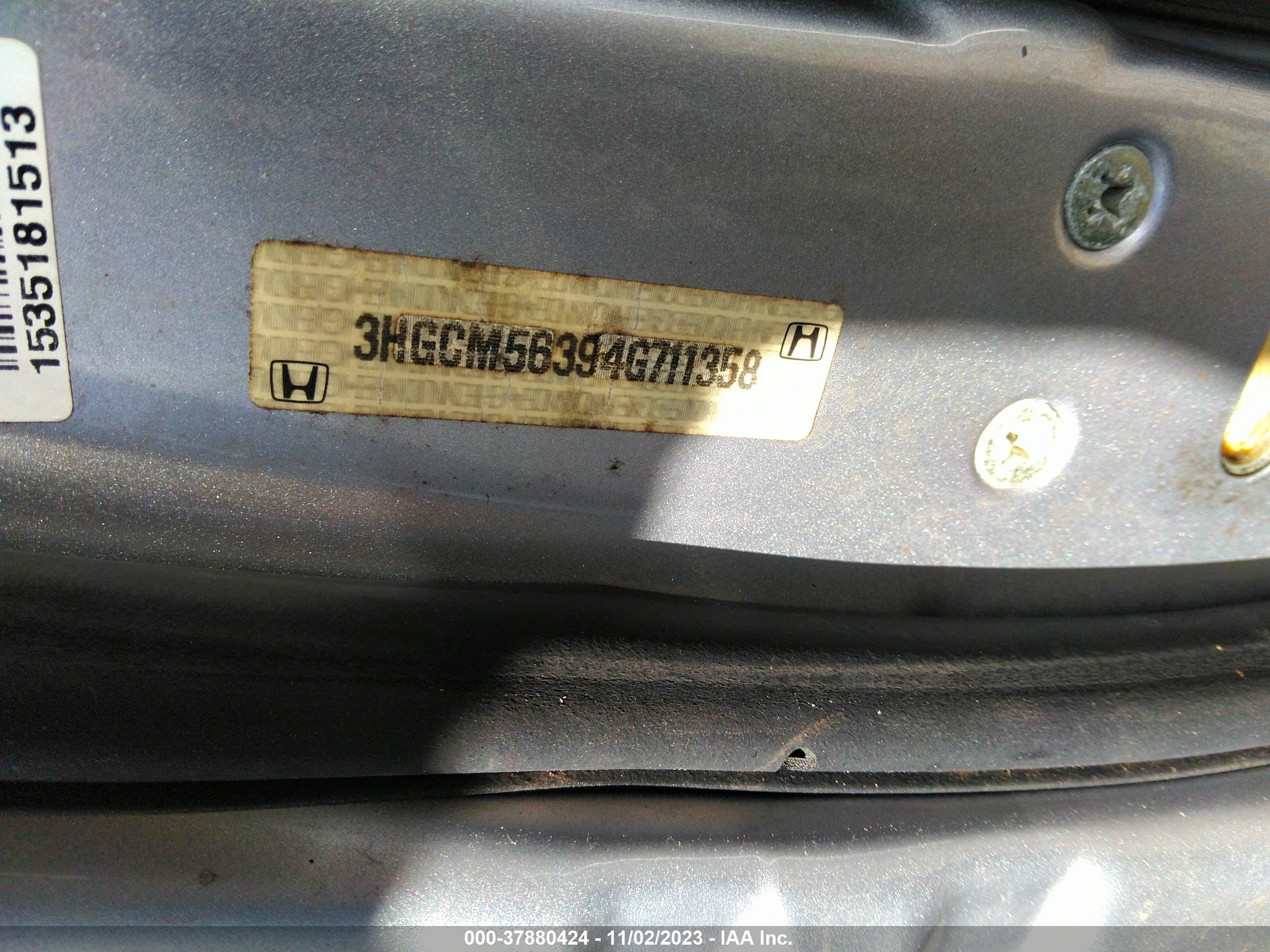 Photo 8 VIN: 3HGCM56394G711358 - HONDA ACCORD 