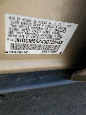 Photo 11 VIN: 3HGCM563X3G703543 - HONDA ACCORD LX 