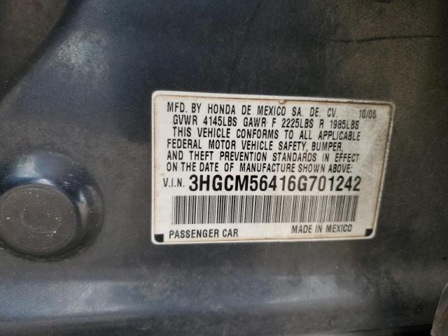 Photo 11 VIN: 3HGCM56416G701242 - HONDA ACCORD 