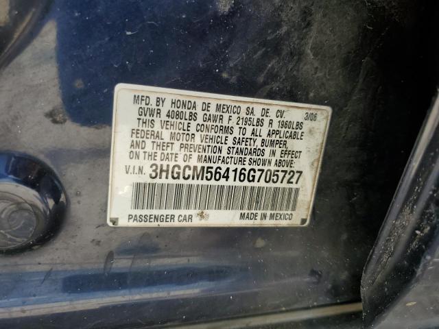 Photo 12 VIN: 3HGCM56416G705727 - HONDA ACCORD 