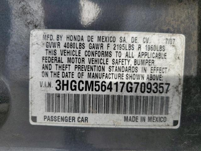 Photo 11 VIN: 3HGCM56417G709357 - HONDA ACCORD 