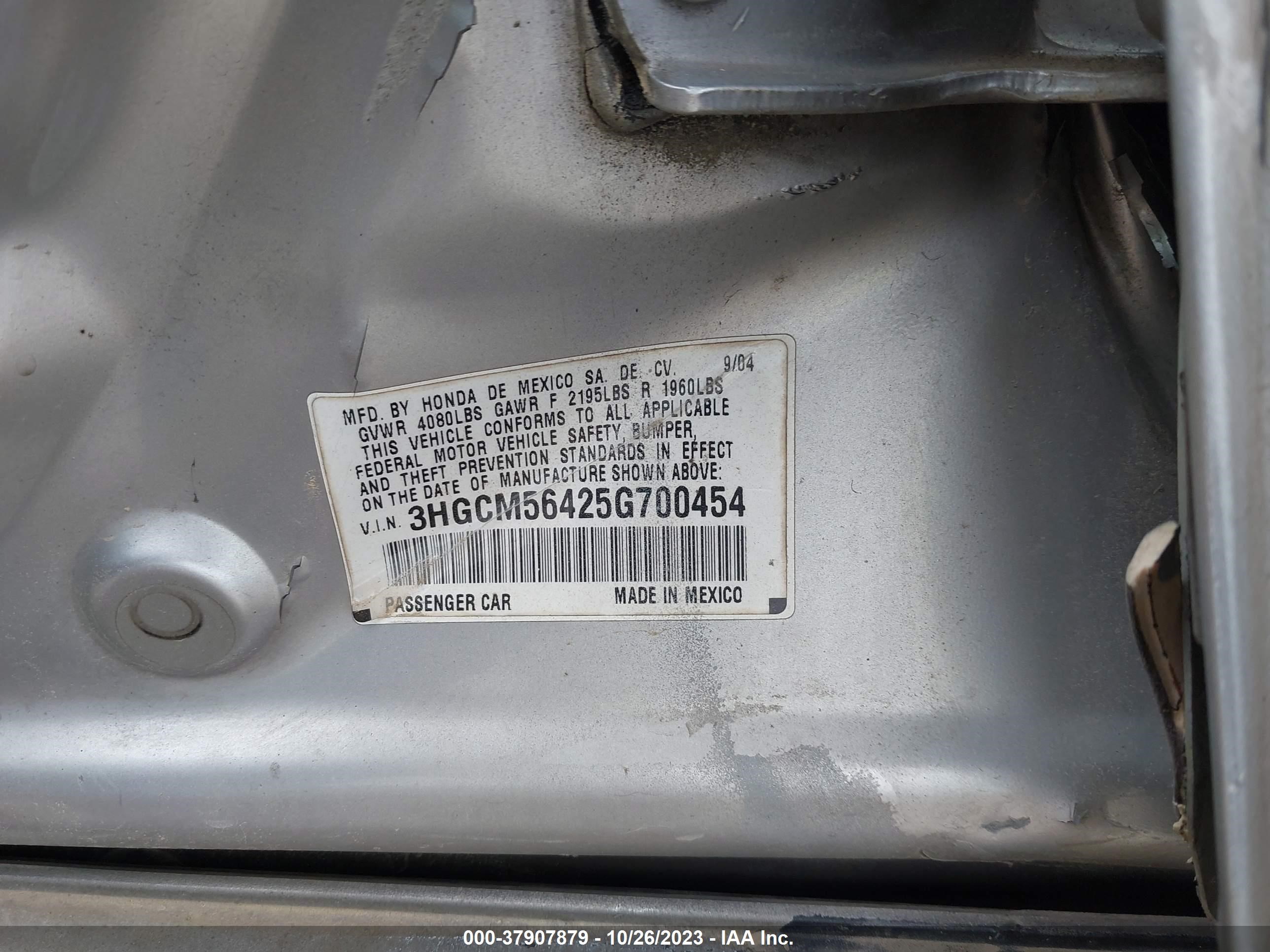 Photo 8 VIN: 3HGCM56425G700454 - HONDA ACCORD 