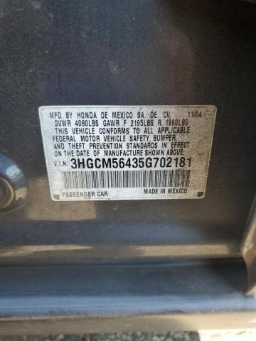 Photo 11 VIN: 3HGCM56435G702181 - HONDA ACCORD LX 