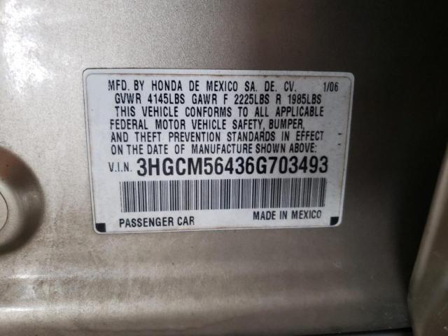 Photo 11 VIN: 3HGCM56436G703493 - HONDA ACCORD LX 