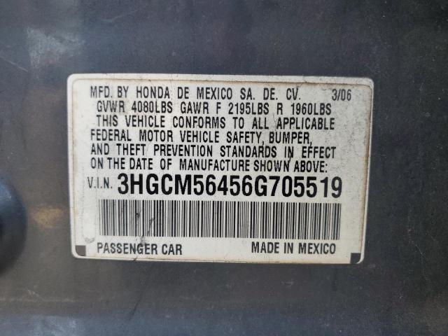 Photo 11 VIN: 3HGCM56456G705519 - HONDA ACCORD LX 