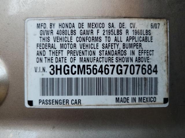 Photo 12 VIN: 3HGCM56467G707684 - HONDA ACCORD LX 