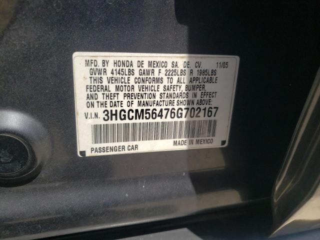 Photo 11 VIN: 3HGCM56476G702167 - HONDA ACCORD 