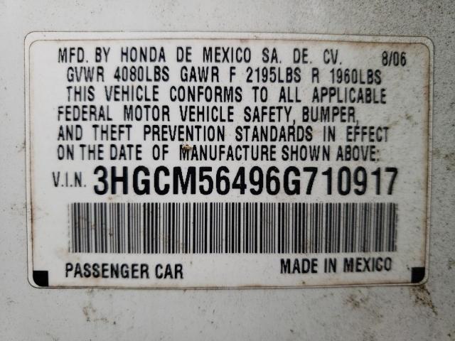 Photo 12 VIN: 3HGCM56496G710917 - HONDA ACCORD 