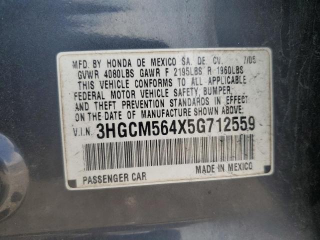 Photo 11 VIN: 3HGCM564X5G712559 - HONDA ACCORD 