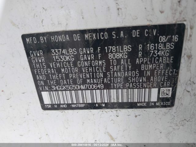 Photo 8 VIN: 3HGGK5G50HM700649 - HONDA FIT 