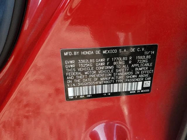 Photo 11 VIN: 3HGGK5G54FM748071 - HONDA FIT LX 