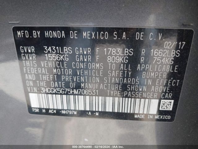 Photo 8 VIN: 3HGGK5G75HM706531 - HONDA FIT 