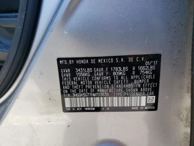 Photo 9 VIN: 3HGGK5G77HM703839 - HONDA FIT EX 