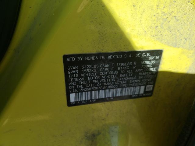 Photo 9 VIN: 3HGGK5G83FM738903 - HONDA FIT EX 