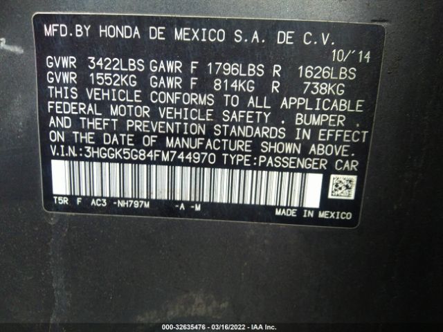 Photo 8 VIN: 3HGGK5G84FM744970 - HONDA FIT 