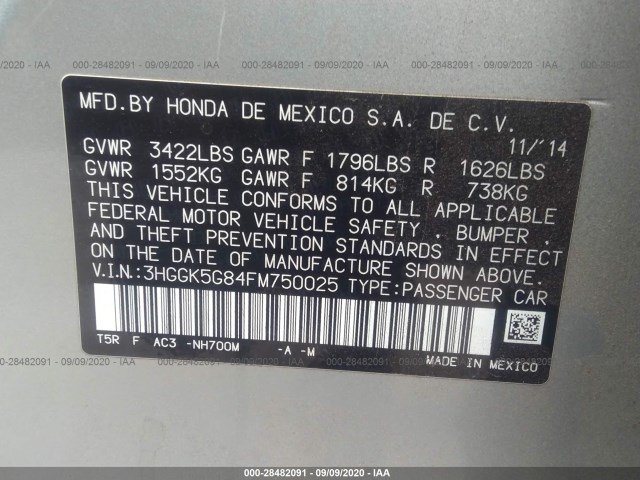 Photo 8 VIN: 3HGGK5G84FM750025 - HONDA FIT 