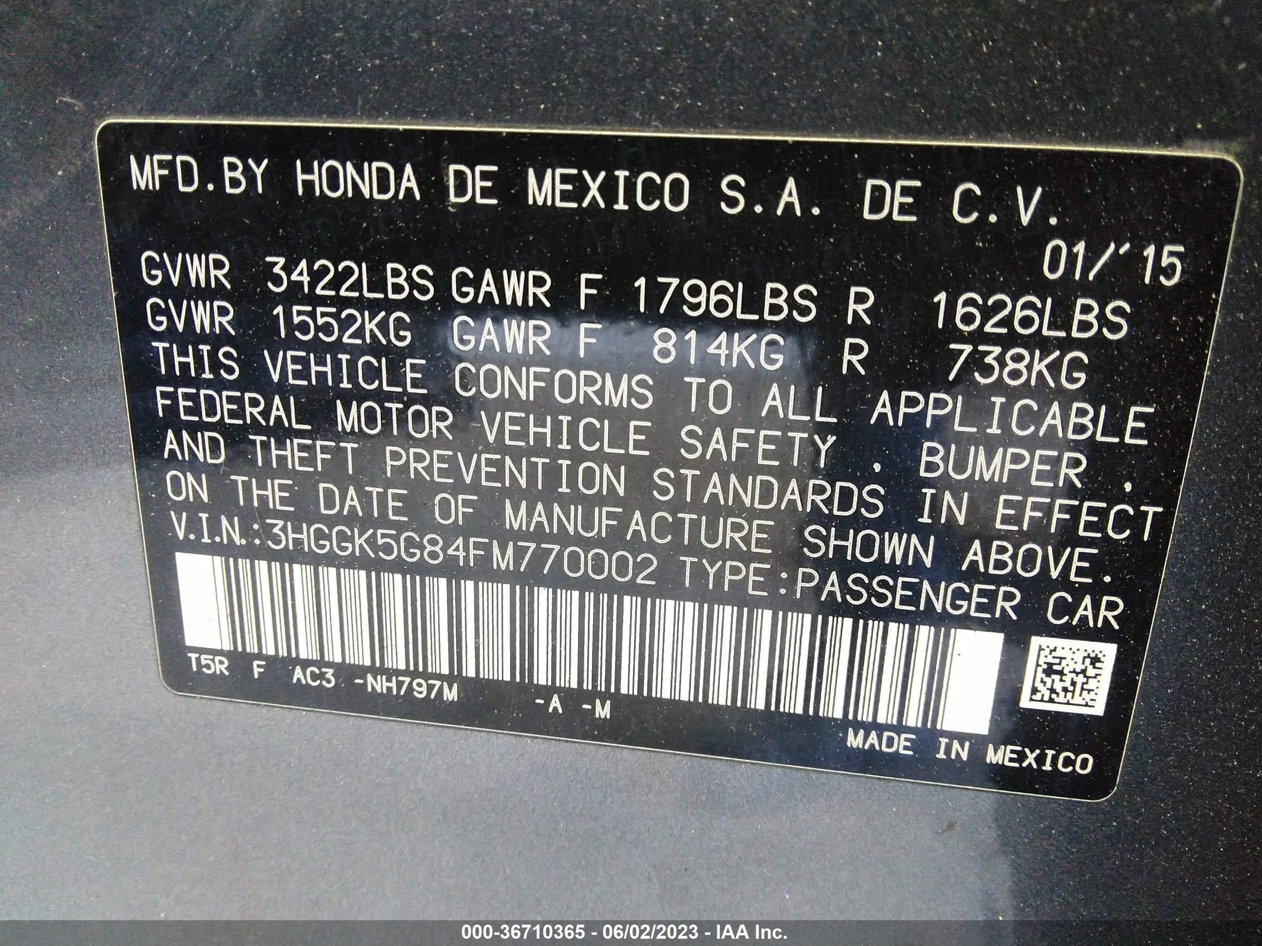 Photo 8 VIN: 3HGGK5G84FM770002 - HONDA FIT 