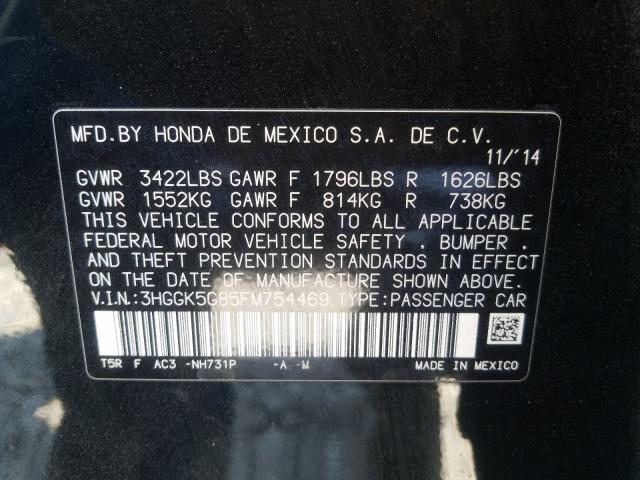 Photo 9 VIN: 3HGGK5G85FM754469 - HONDA FIT EX 