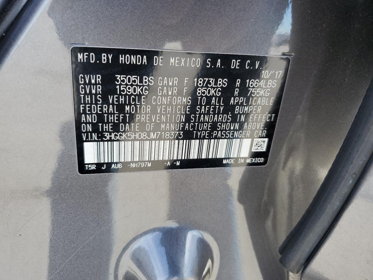 Photo 11 VIN: 3HGGK5H08JM718373 - HONDA FIT 