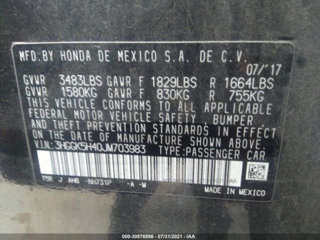 Photo 8 VIN: 3HGGK5H40JM703983 - HONDA FIT 