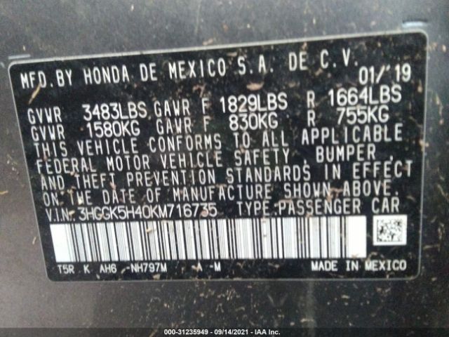 Photo 8 VIN: 3HGGK5H40KM716735 - HONDA FIT 