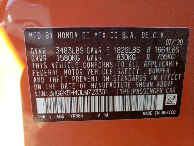 Photo 12 VIN: 3HGGK5H40LM723301 - HONDA FIT LX 