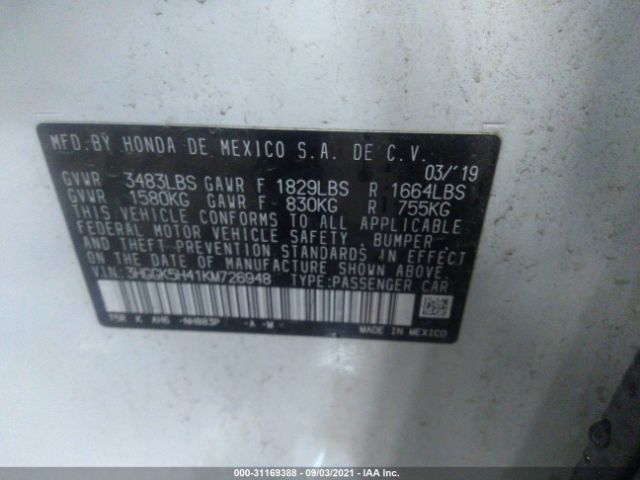 Photo 8 VIN: 3HGGK5H41KM726948 - HONDA FIT LX 