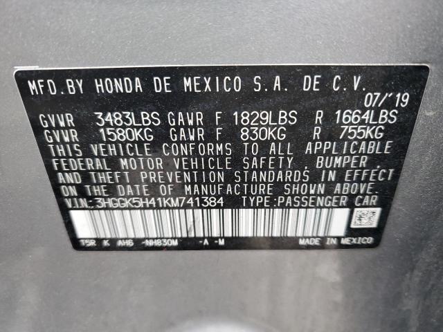 Photo 11 VIN: 3HGGK5H41KM741384 - HONDA FIT LX 