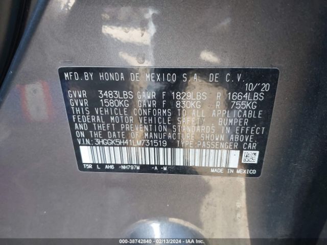 Photo 8 VIN: 3HGGK5H41LM731519 - HONDA FIT 