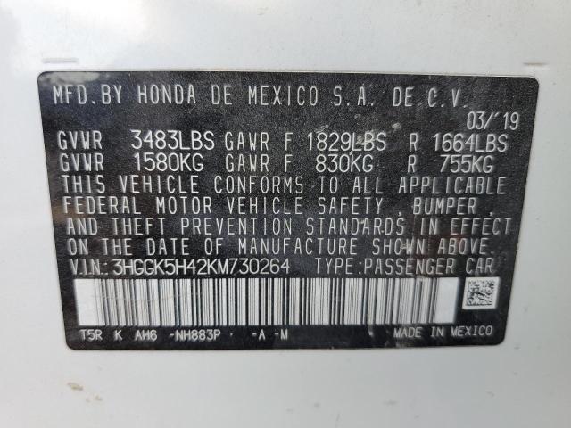 Photo 12 VIN: 3HGGK5H42KM730264 - HONDA FIT LX 