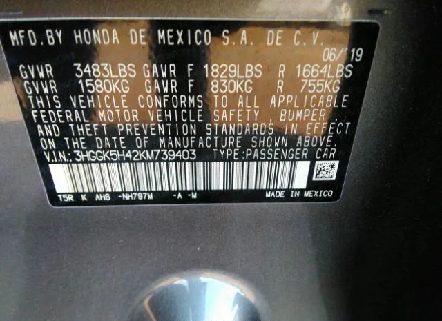 Photo 8 VIN: 3HGGK5H42KM739403 - HONDA FIT 