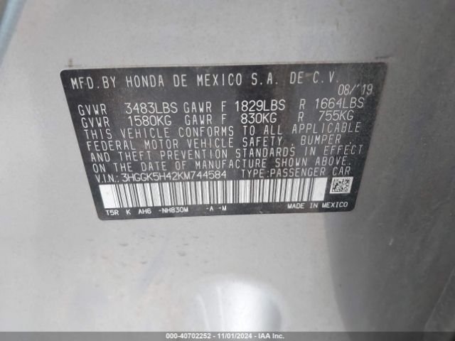 Photo 8 VIN: 3HGGK5H42KM744584 - HONDA FIT 