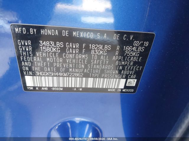 Photo 8 VIN: 3HGGK5H44KM722862 - HONDA FIT 