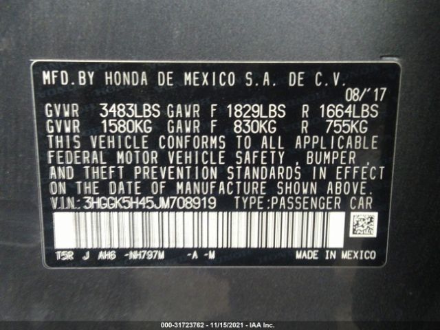 Photo 8 VIN: 3HGGK5H45JM708919 - HONDA FIT 