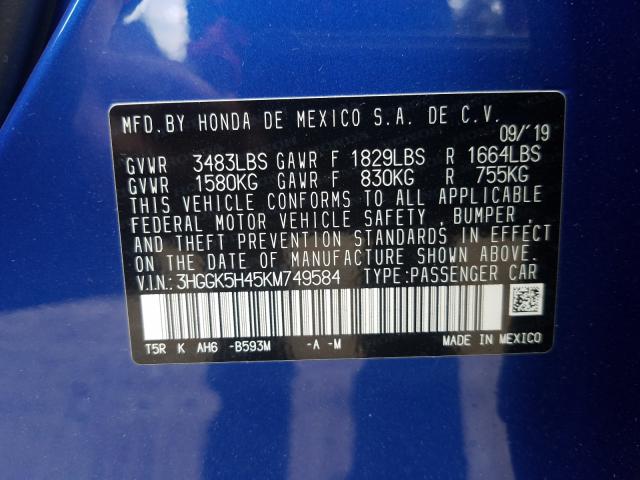 Photo 9 VIN: 3HGGK5H45KM749584 - HONDA FIT 