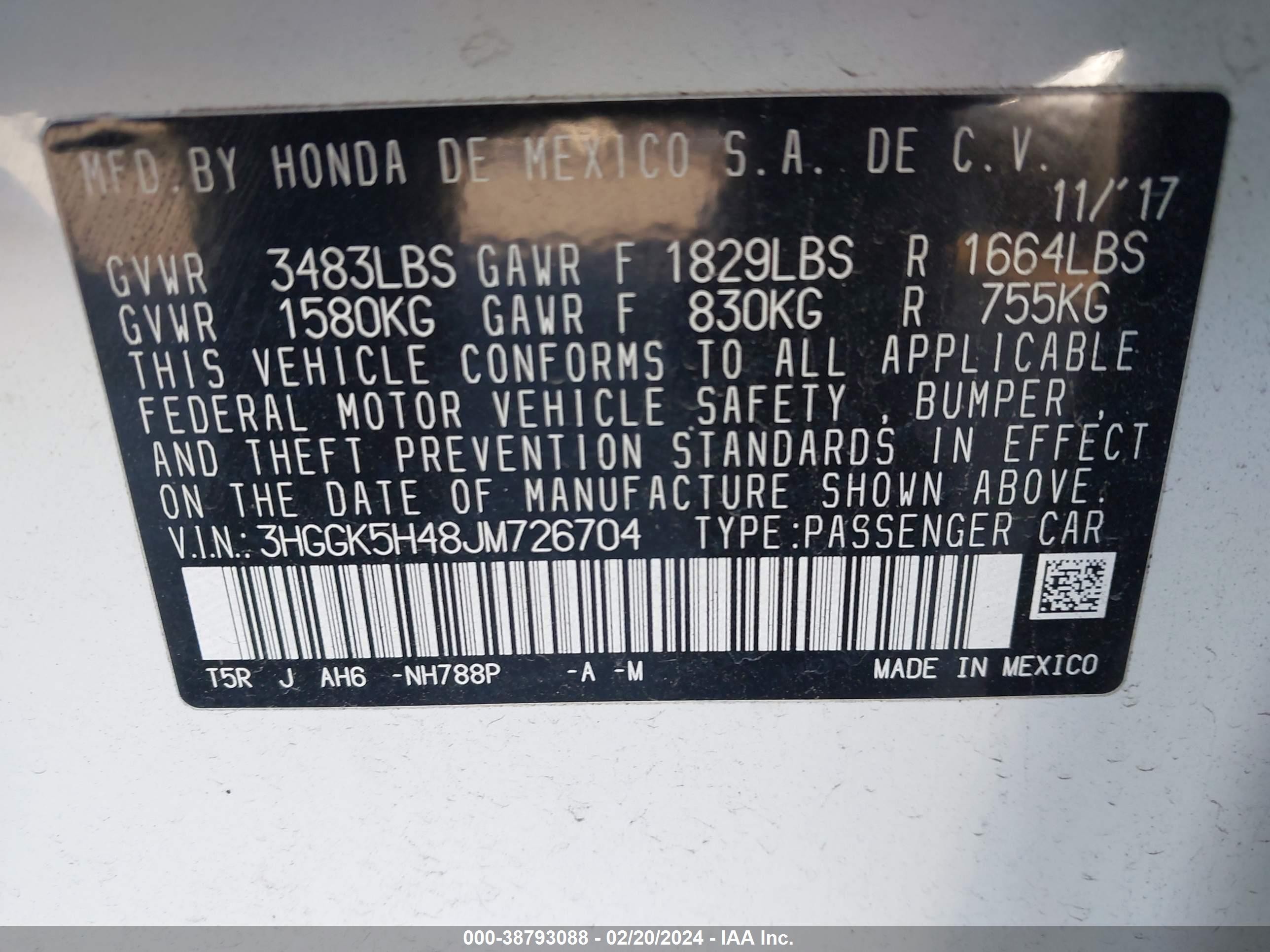 Photo 8 VIN: 3HGGK5H48JM726704 - HONDA FIT 