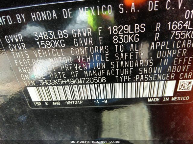 Photo 8 VIN: 3HGGK5H49KM720508 - HONDA FIT 