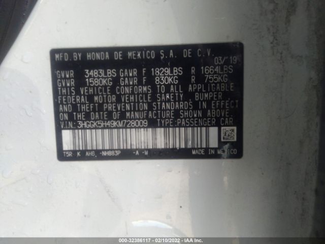 Photo 8 VIN: 3HGGK5H49KM728009 - HONDA FIT 